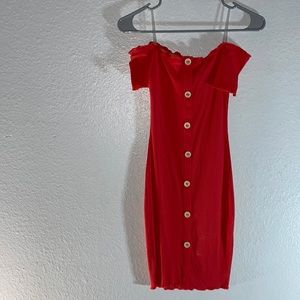 Orange Off Shoulder Dress